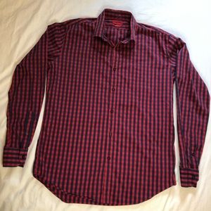 ZARA Man Red/Blue Plaid Button Down Shirt